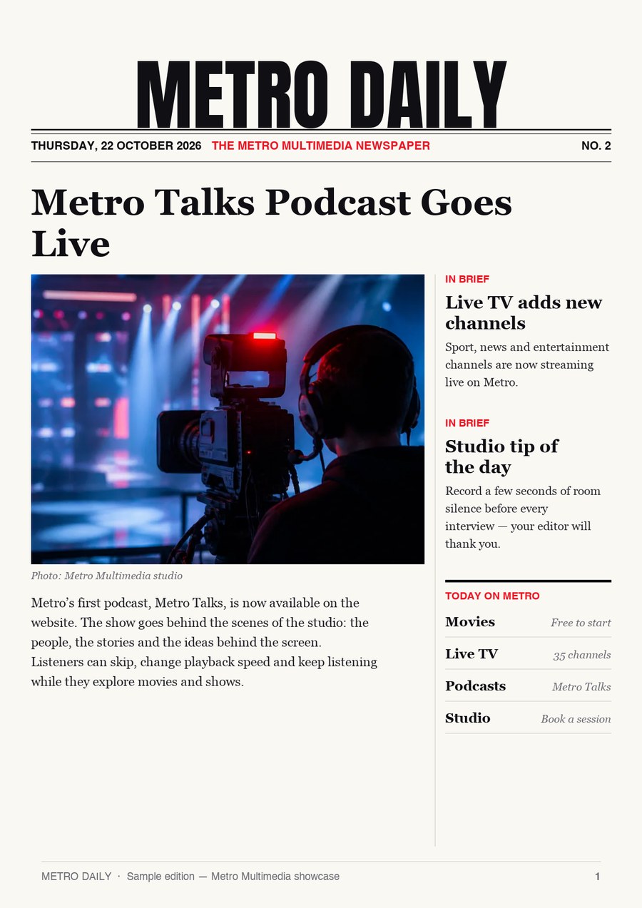 Metro Daily cover