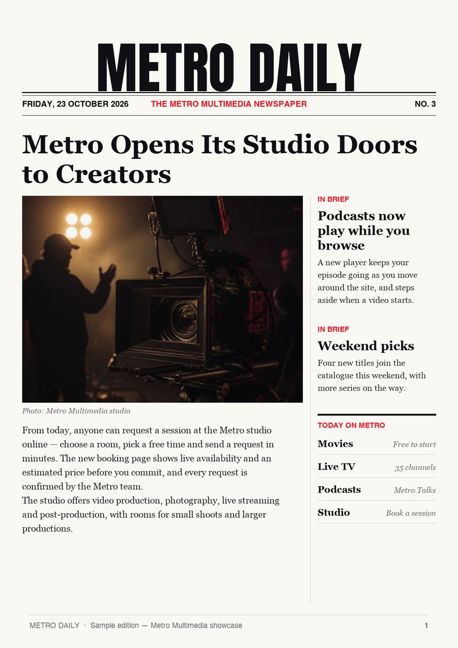 Metro Daily cover